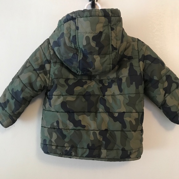 Little Me Puffer Jacket Camo 18 M Green Orange - Picture 8 of 16